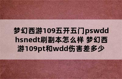 梦幻西游109五开五门pswddhsnedt刷副本怎么样 梦幻西游109pt和wdd伤害差多少